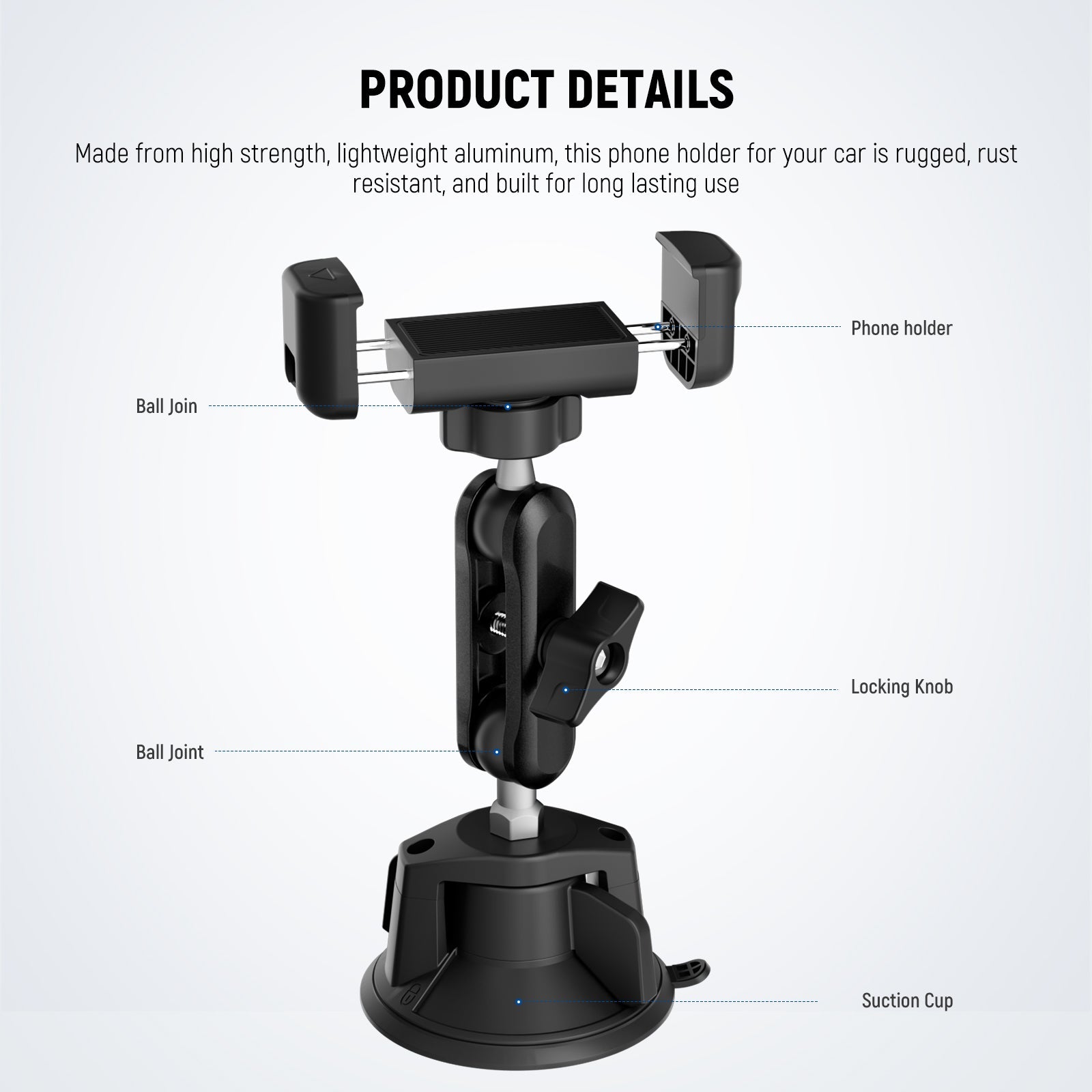 Product details of the NEEWER PA136 Suction Cup Car Phone Holder