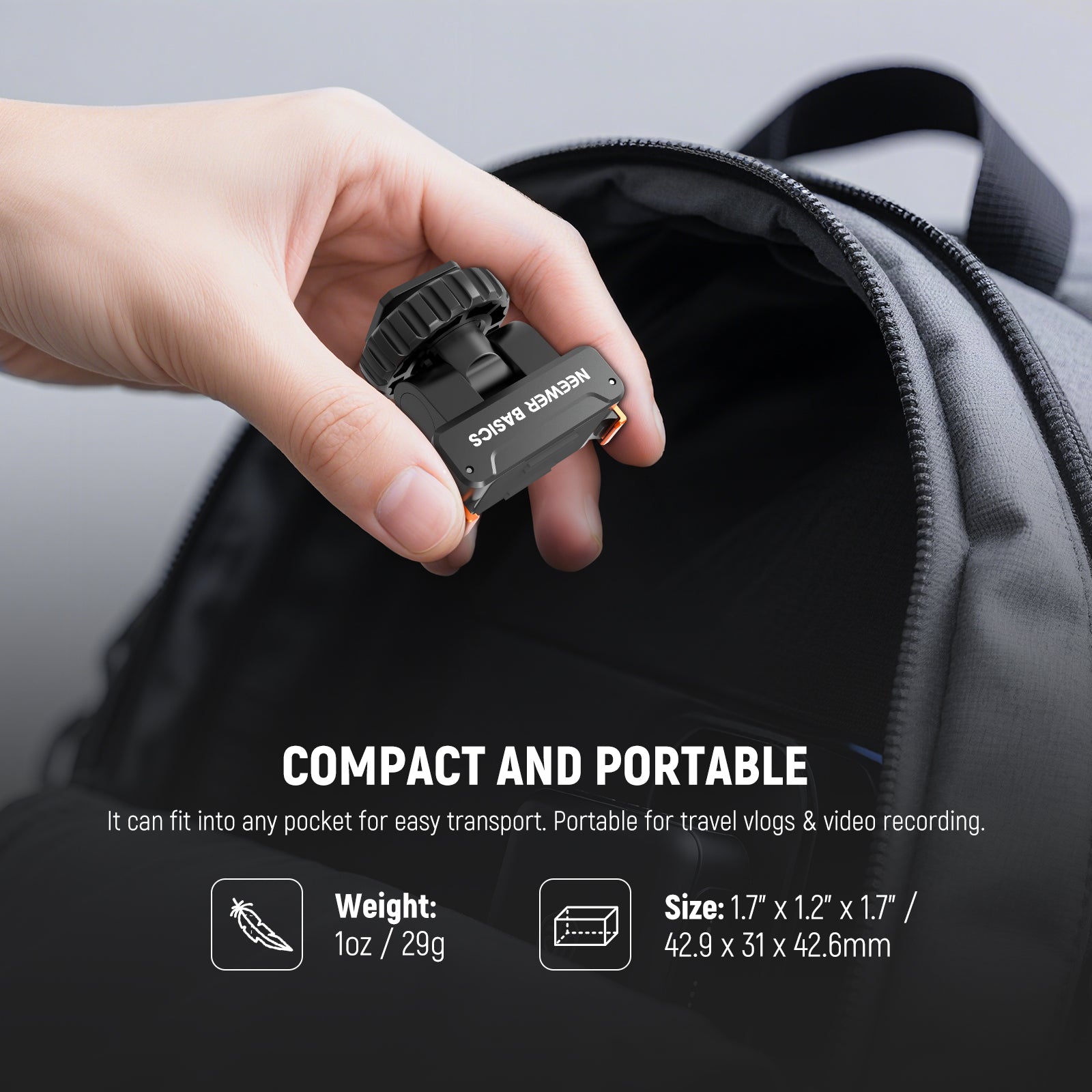 NEEWER AC037 Magnetic Mount Adapter can fit into any pocket for easy transport.