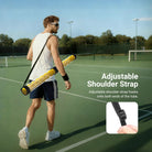 Adjustable shoulder strap hooks onto both ends of the tube, making it more portable.