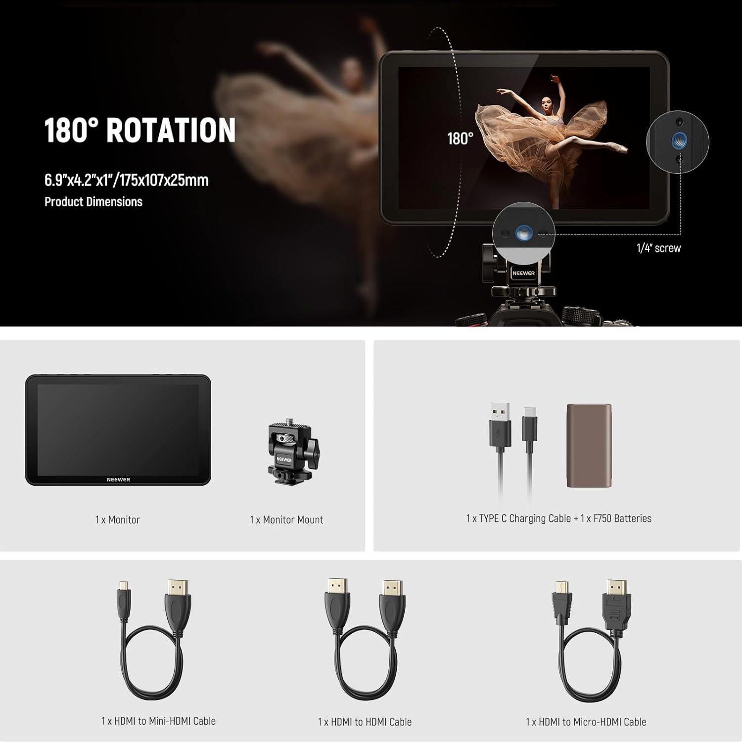 NEEWER FW 700 7inch 4kモニター NEEWER F700 7インチカメラフィールドモニター – NEEWER.JP