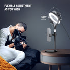 The included desk stand is flexible to adjust.