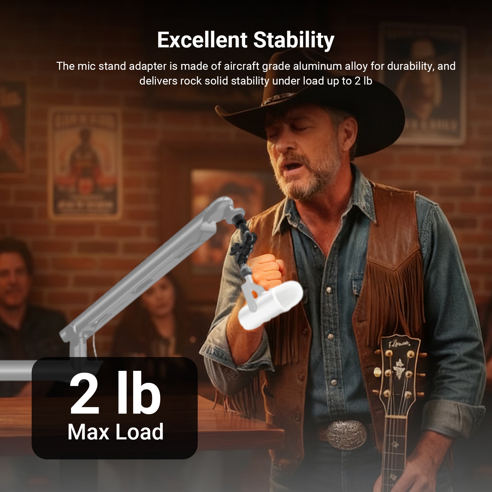 NEEWER MS049 Microphone Mount Adapter supports a load of up to 2 lb.