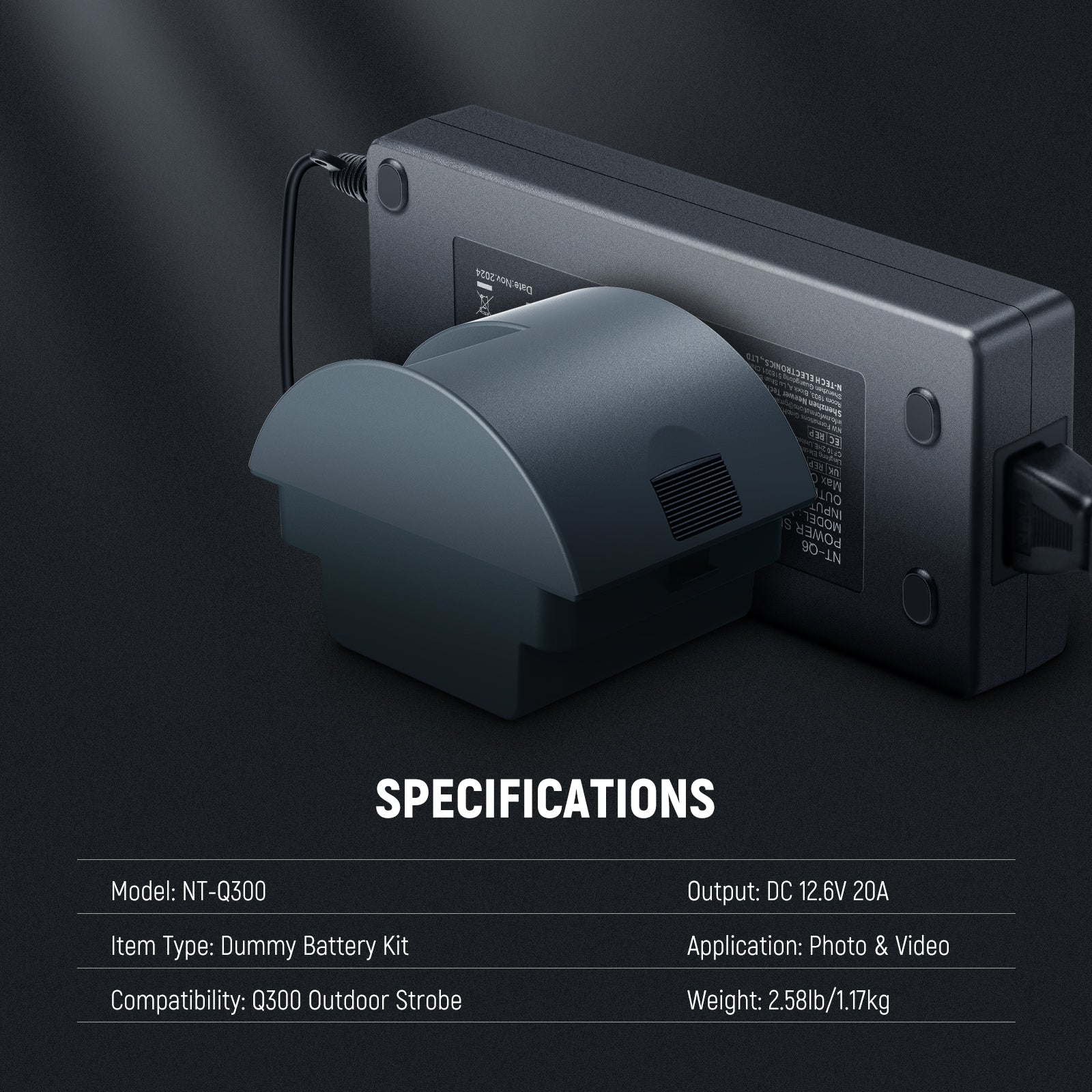 Specifications of the NEEWER NT-Q300 Dummy Battery