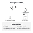 This package includes a phone stand for the desk and a magnetic ring.