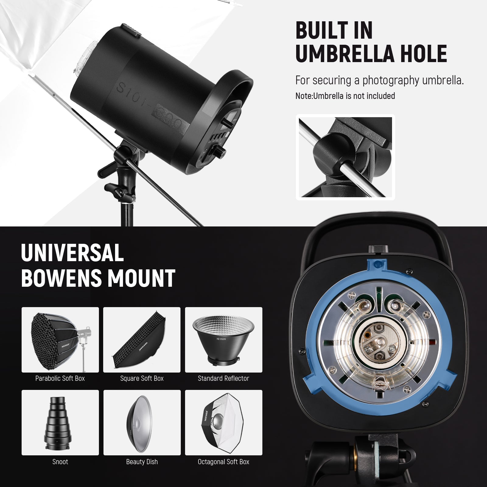 NEEWER S101-300W PRO Strobe Flash Monolight with Trigger - NEEWER