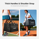 Portable padded handles and an adjustable shoulder strap provide convenient and versatile carrying options