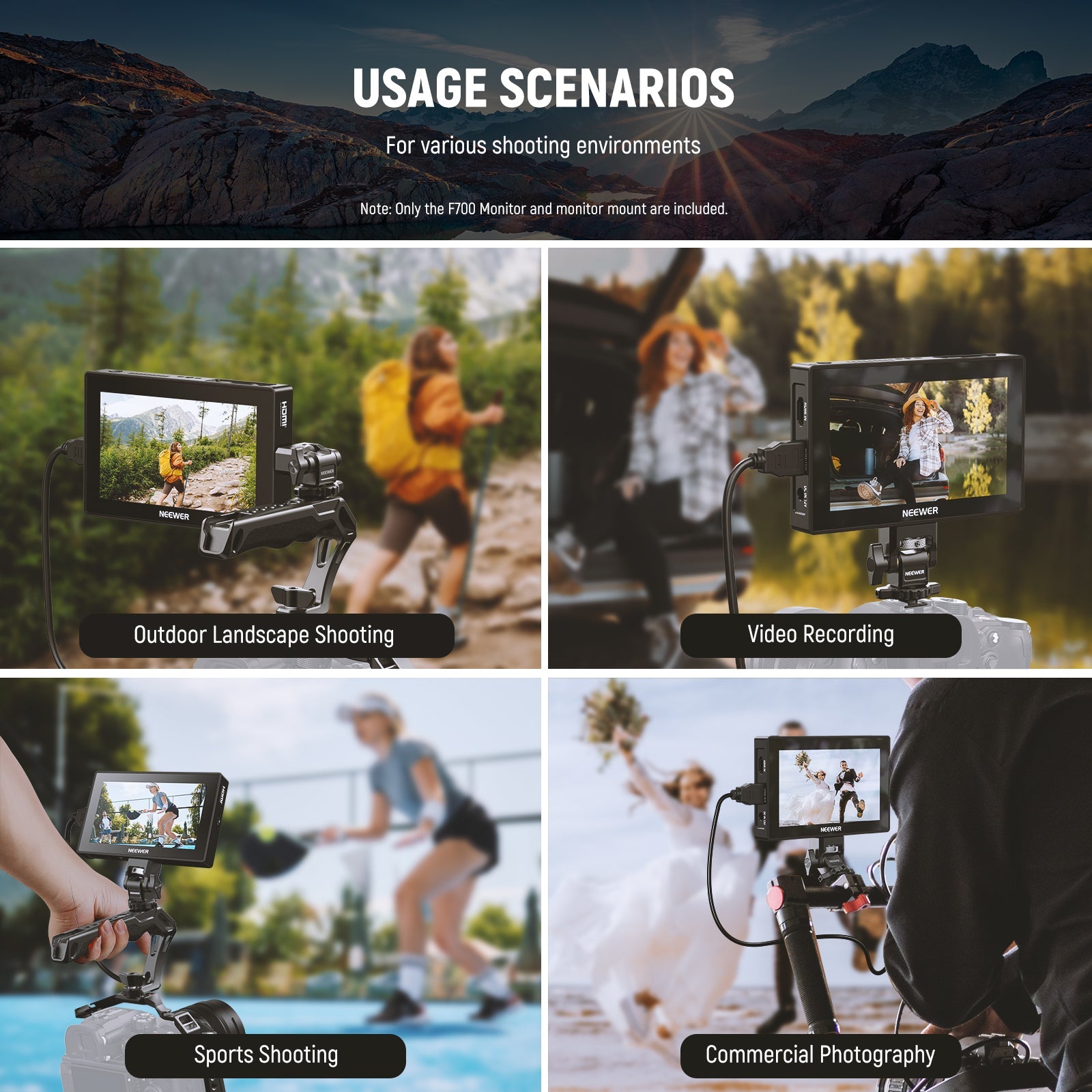 Scenarios for NEEWER F500 PRO 5.5" Camera Field Monitor