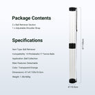 This package includes two ball retriever sections and an adjustable shoulder strap.