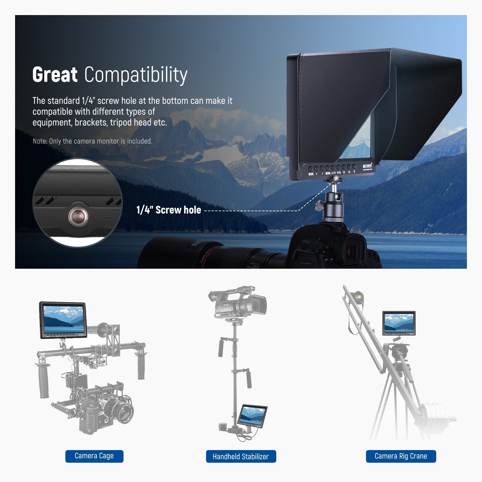NEEWER F100 7 Inch Camera Field Monitor Kit with 4400mAh F750