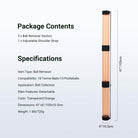 This package includes three ball retriever sections and an adjustable shoulder strap.