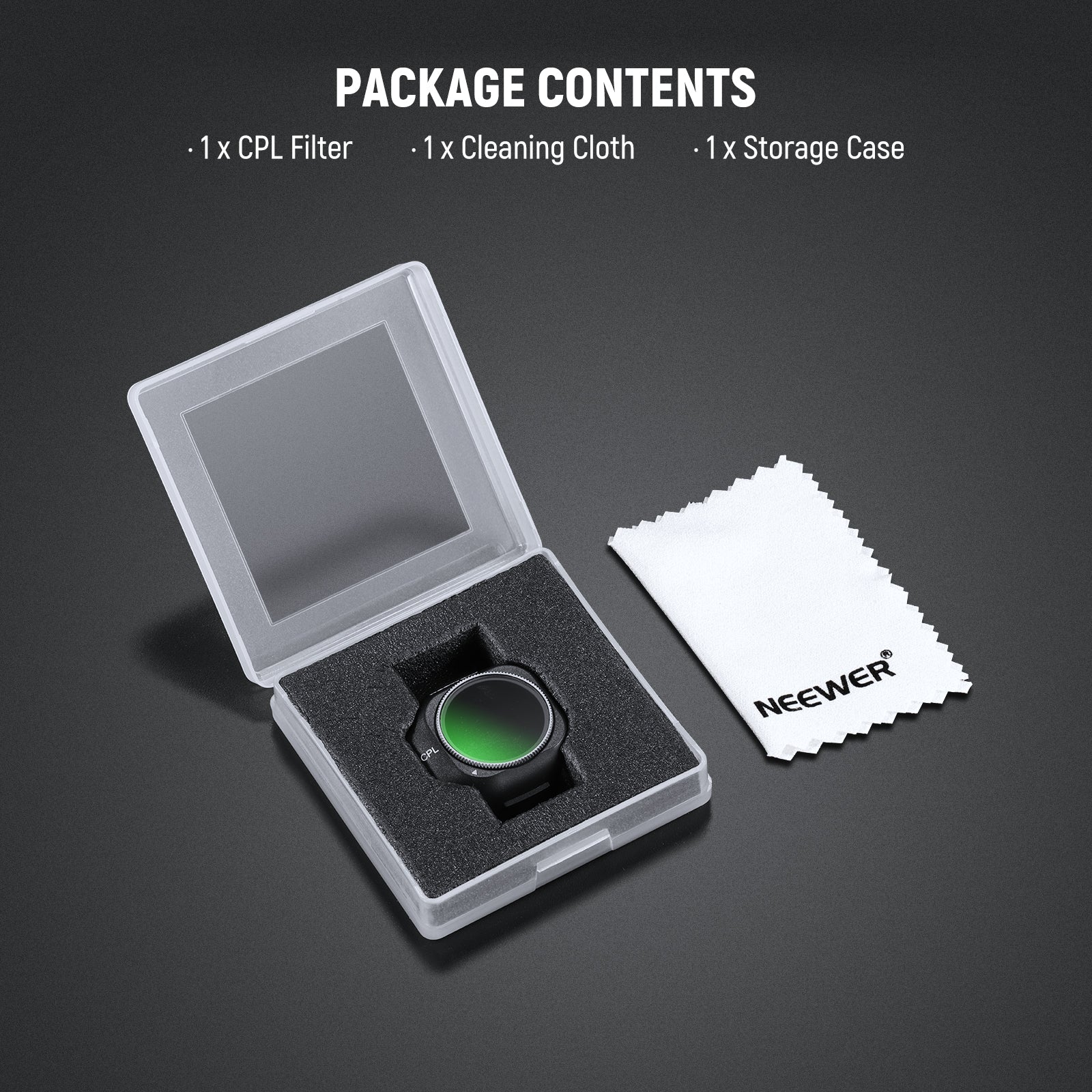 Package Contents of the NEEWER CPL Filter For DJI Mini 5 Pro Drone Kit