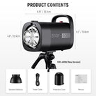 Package Contents of the NEEWER 2 Pack S101-400W Studio Speedlight Kit