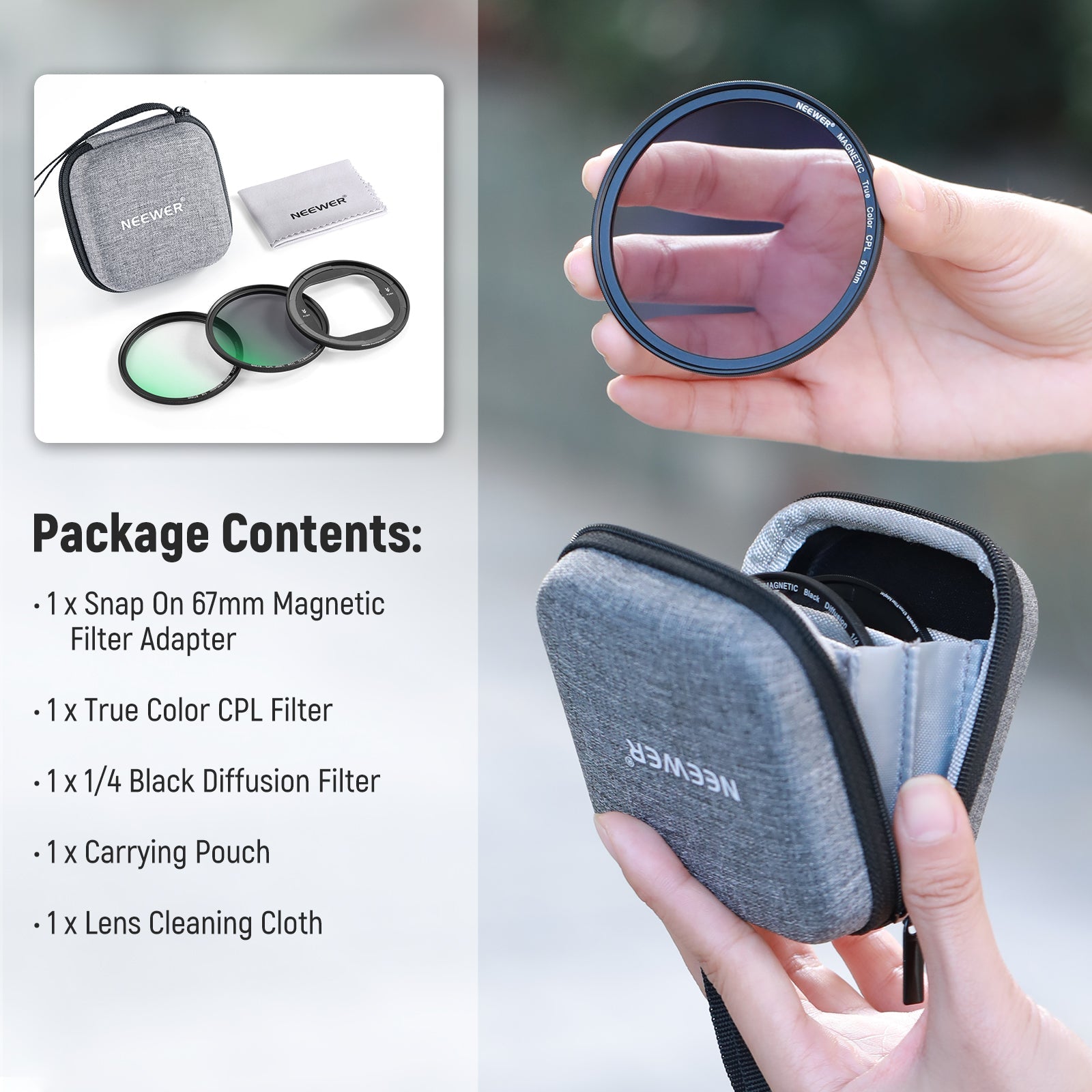 NEEWER NW SERIES S 67mm Magnetic Lens Filter Kit For PA023/PA024 Phone Cage