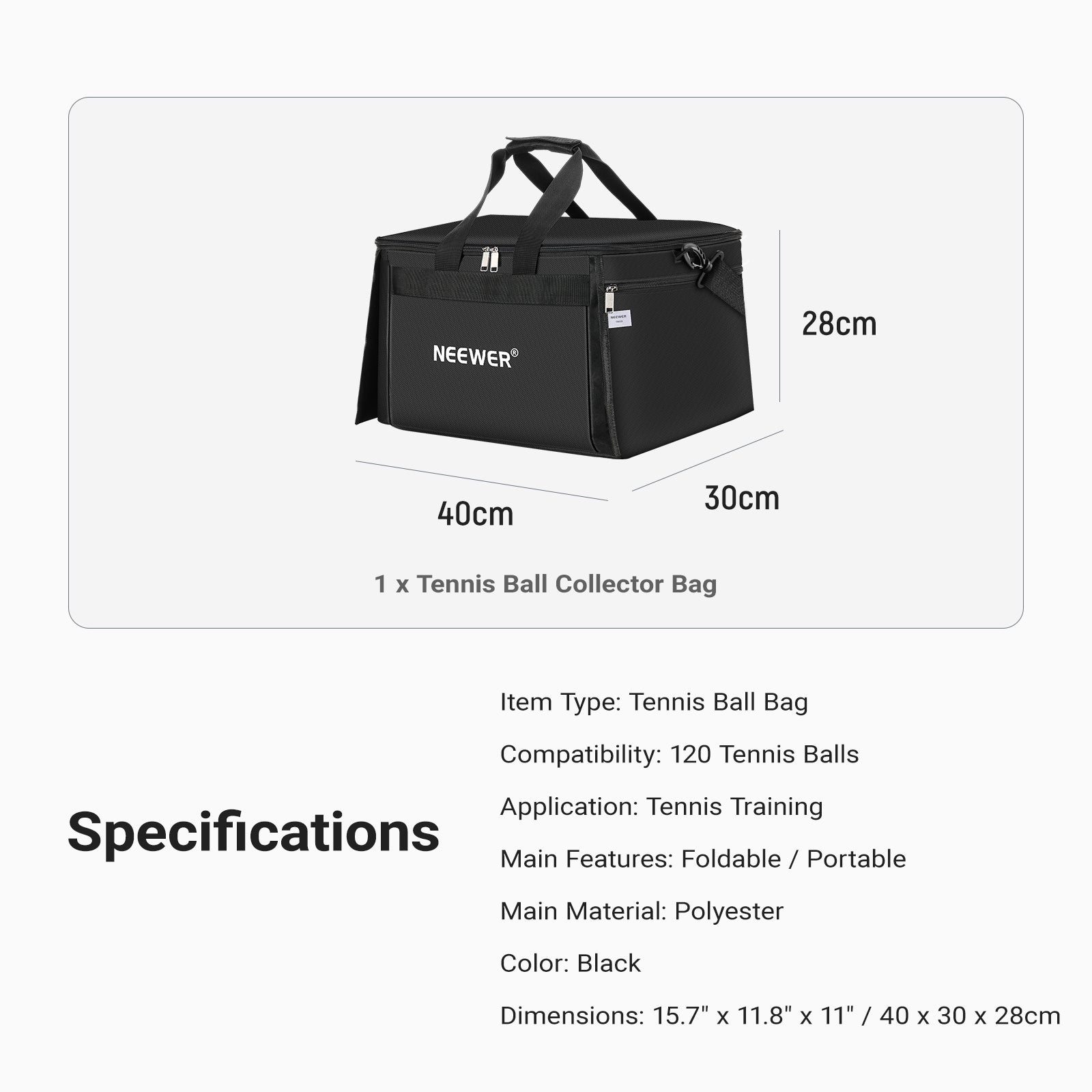 Measuring 15.7"x11.8"x11"/40x30x28cm, this carrying bag is perfect for extended training and practice sessions.