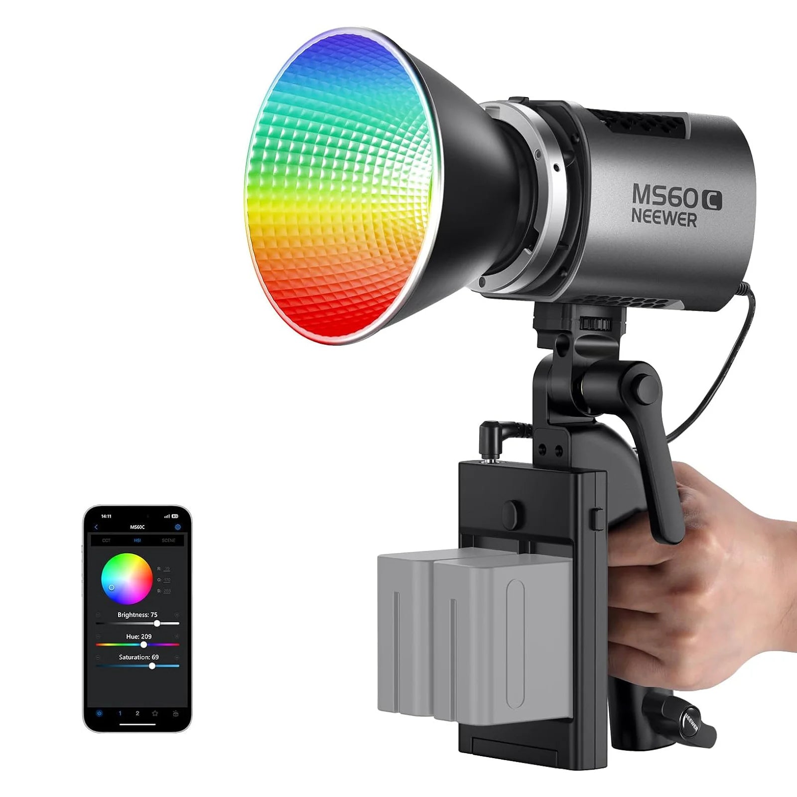 Neewer 60W Portable RGB LED Video Light APP & Panel Control, Handheld For Streaming & Recording HS60C - Best Buy