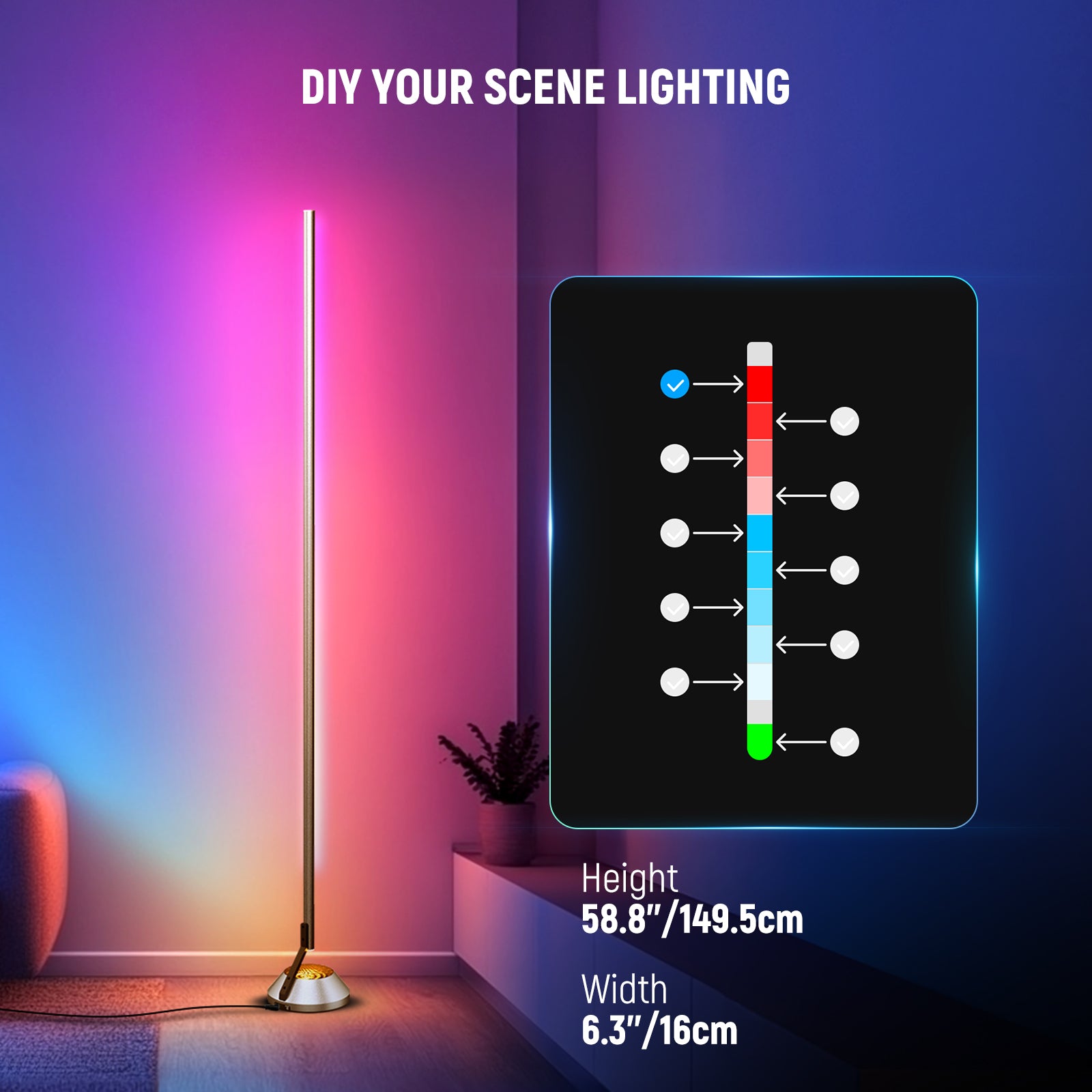 NEEWER NF01 スマート LEDフロアライト 1500lm 1600万色 NEEWER NF01 RGBW Smart Floor Lamp | LED Corner Lamp – NEEWER.UK