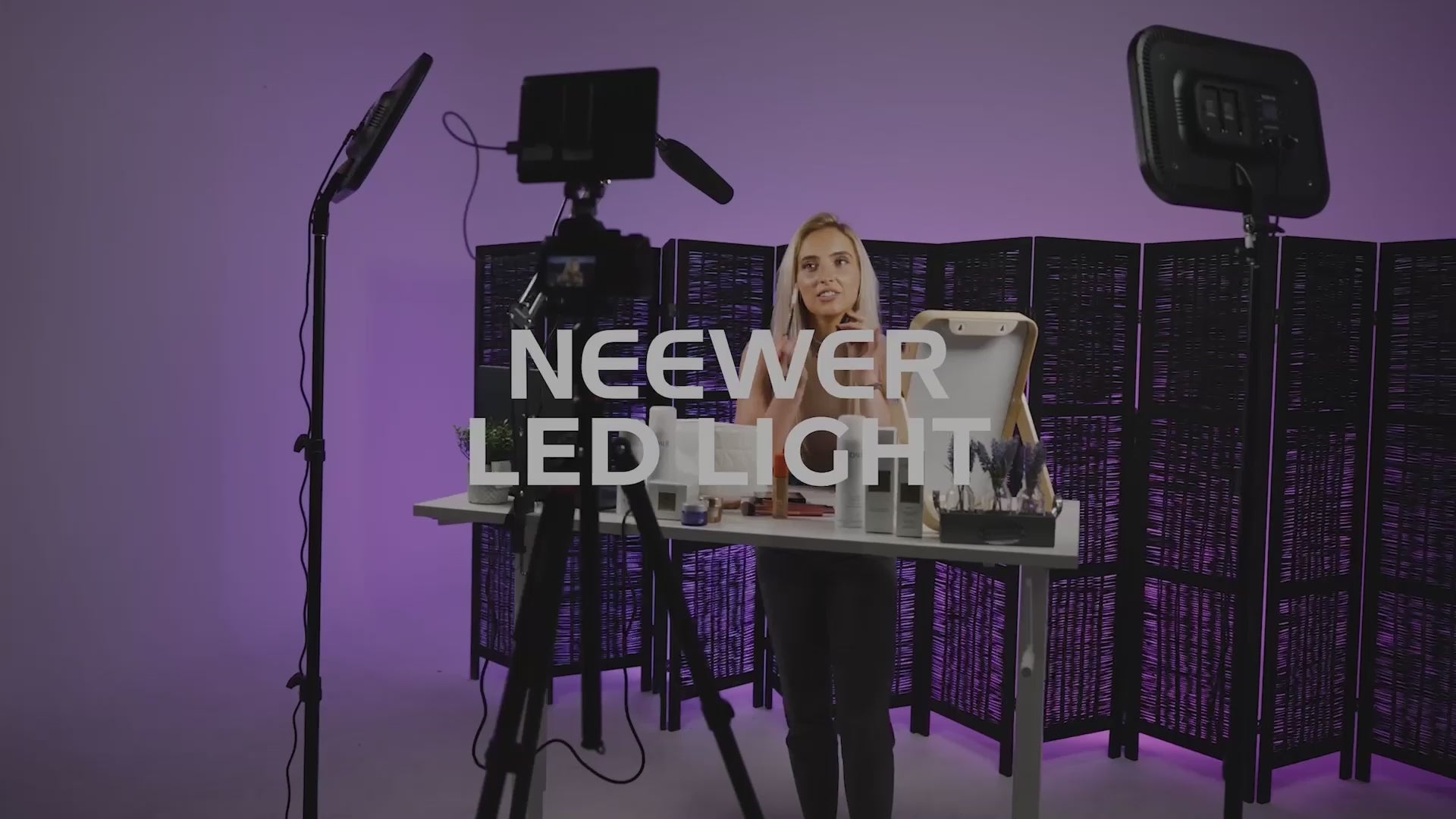 NEEWER 18.3 RGB LED Video Light Panel with App Control Stand Kit 2