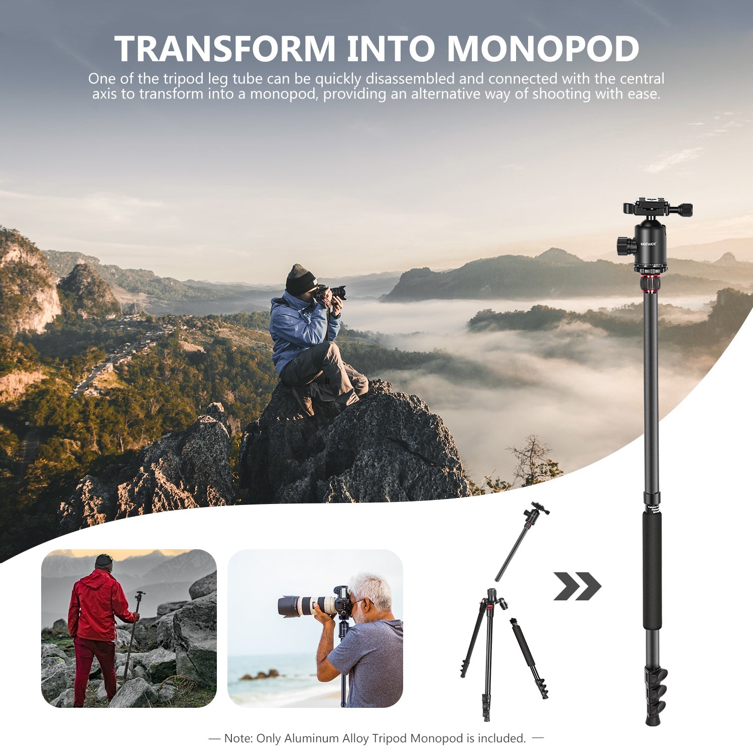 NEEWER 77'' Aluminum Alloy Camera Monopod Tripod