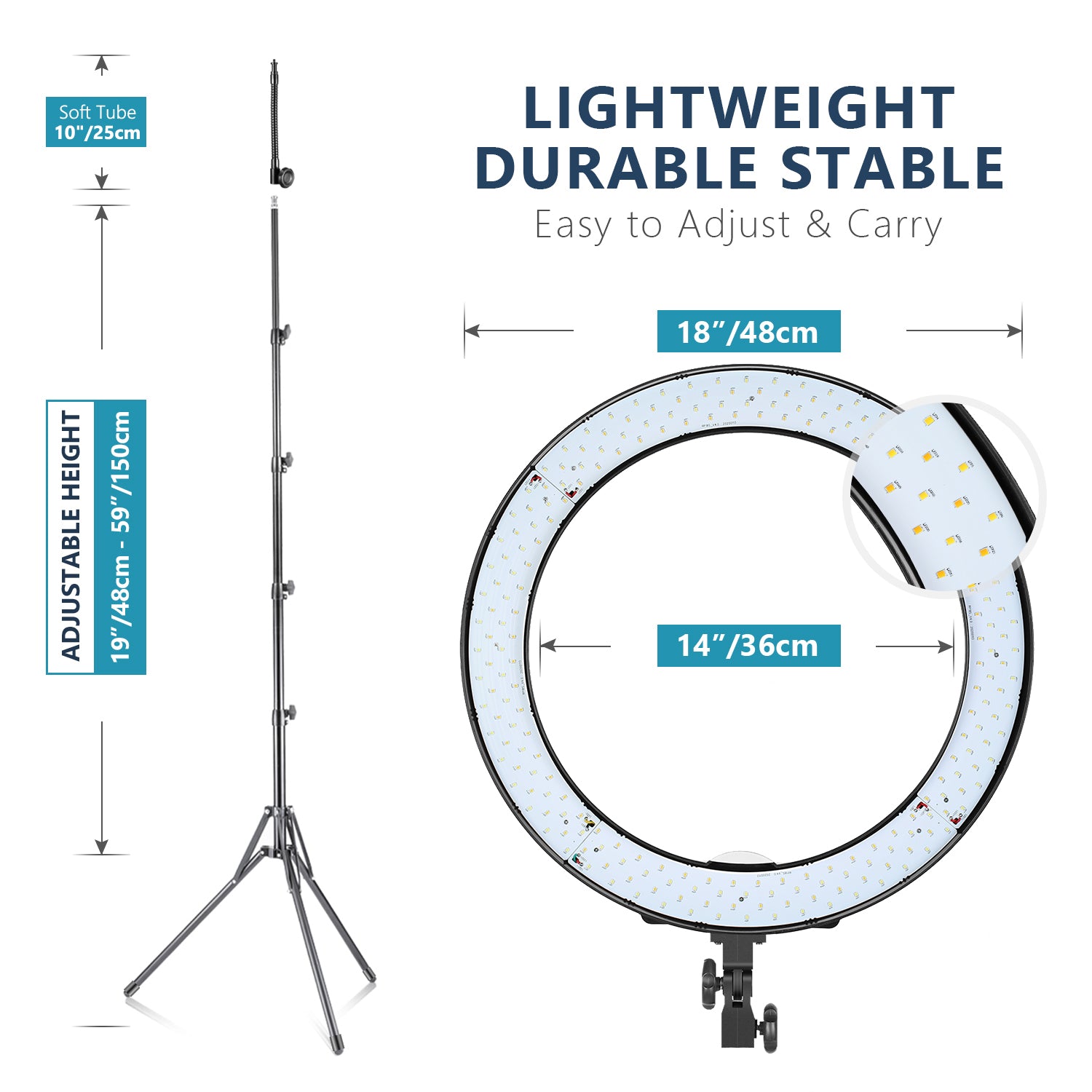 Neewer Advanced 2.4G 18-inch Dimmable Bi-Color LED Ring Light with LCD Screen