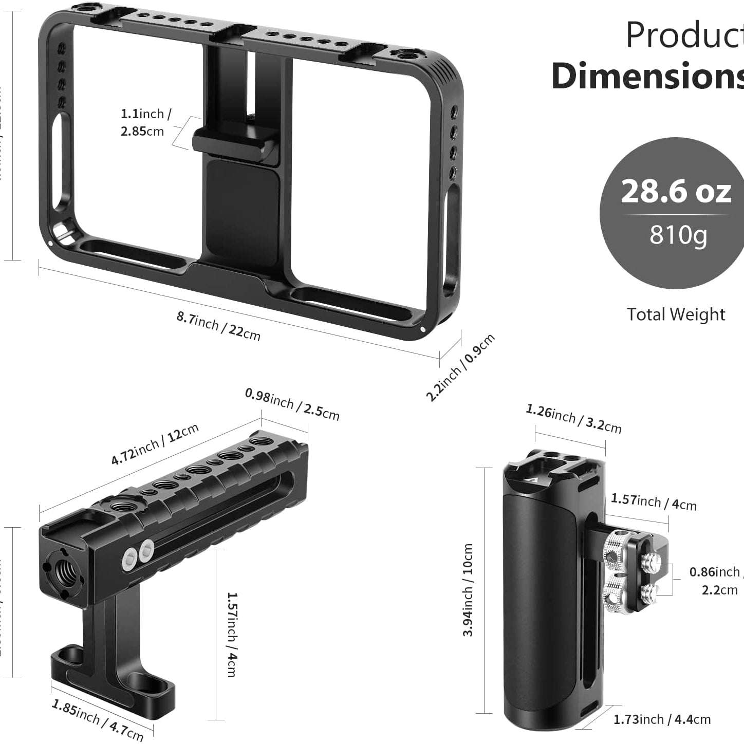 Neewer Aluminum Handheld Universal Phone Video Rig Kit with Silicone Handles