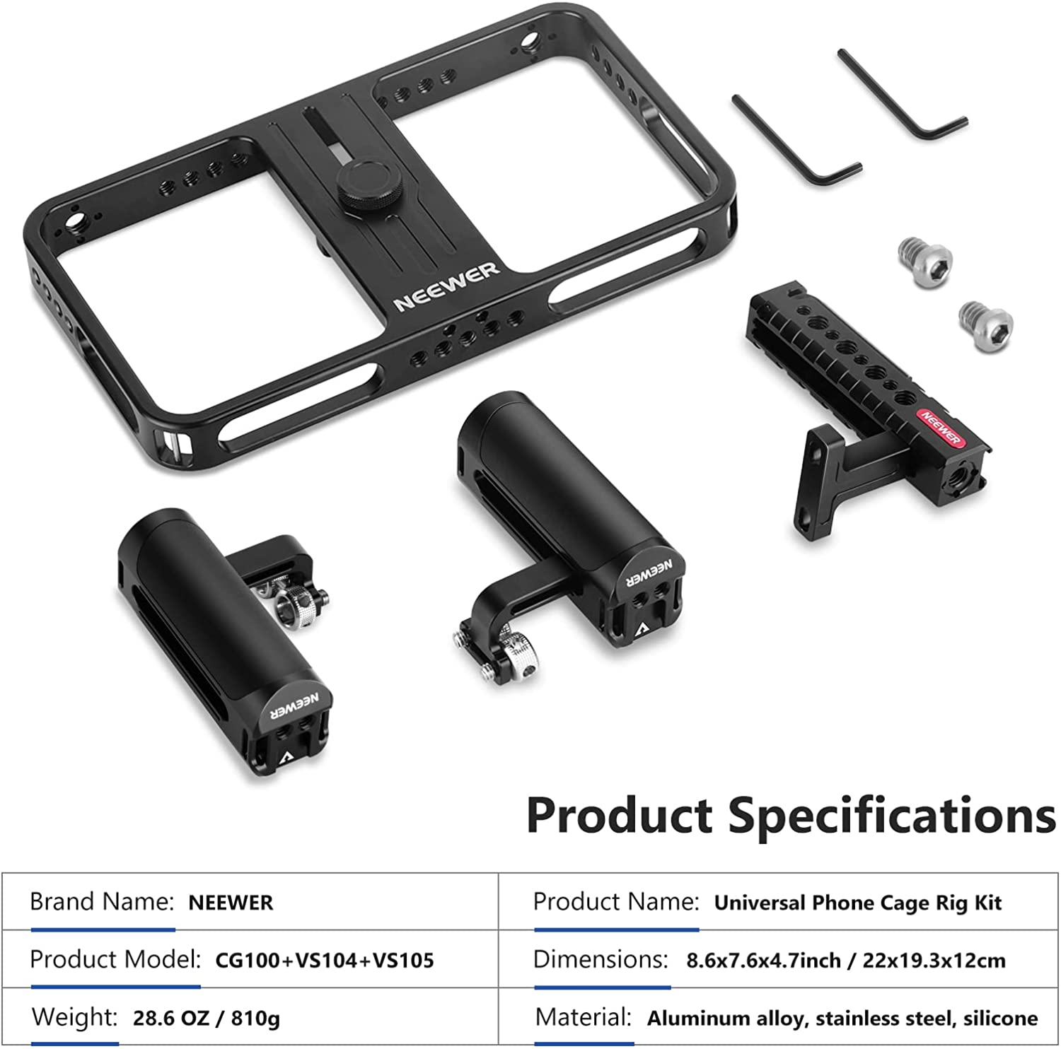 Neewer Aluminum Handheld Universal Phone Video Rig Kit with Silicone Handles