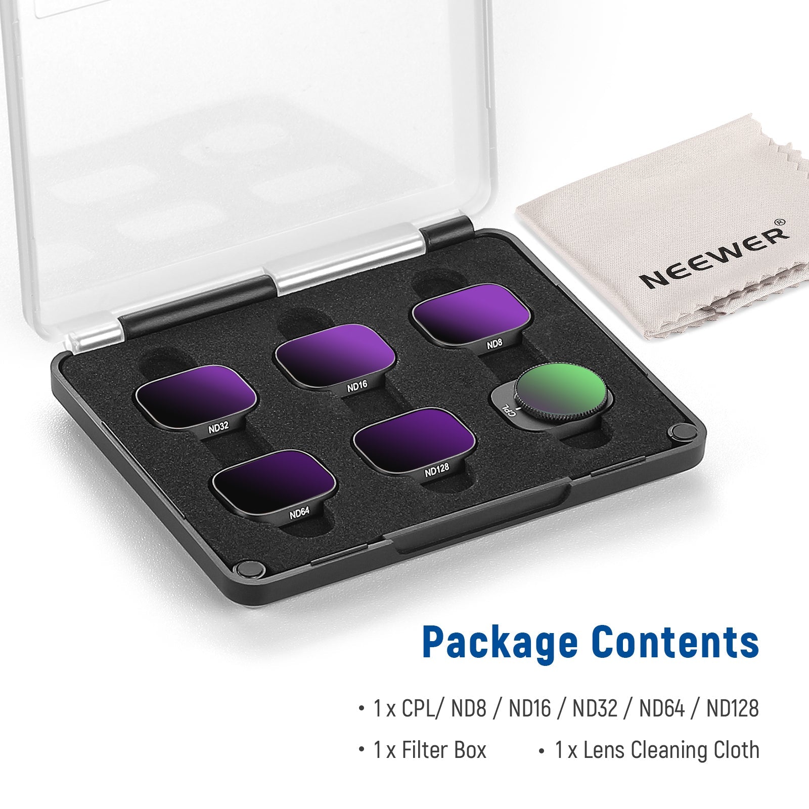 NEEWER ND Filter Set Für DJI Mini 3 / Mini 3 Pro – 4 Filter Inkl. Variable ND, CPL, UV, Mit Tragetasche