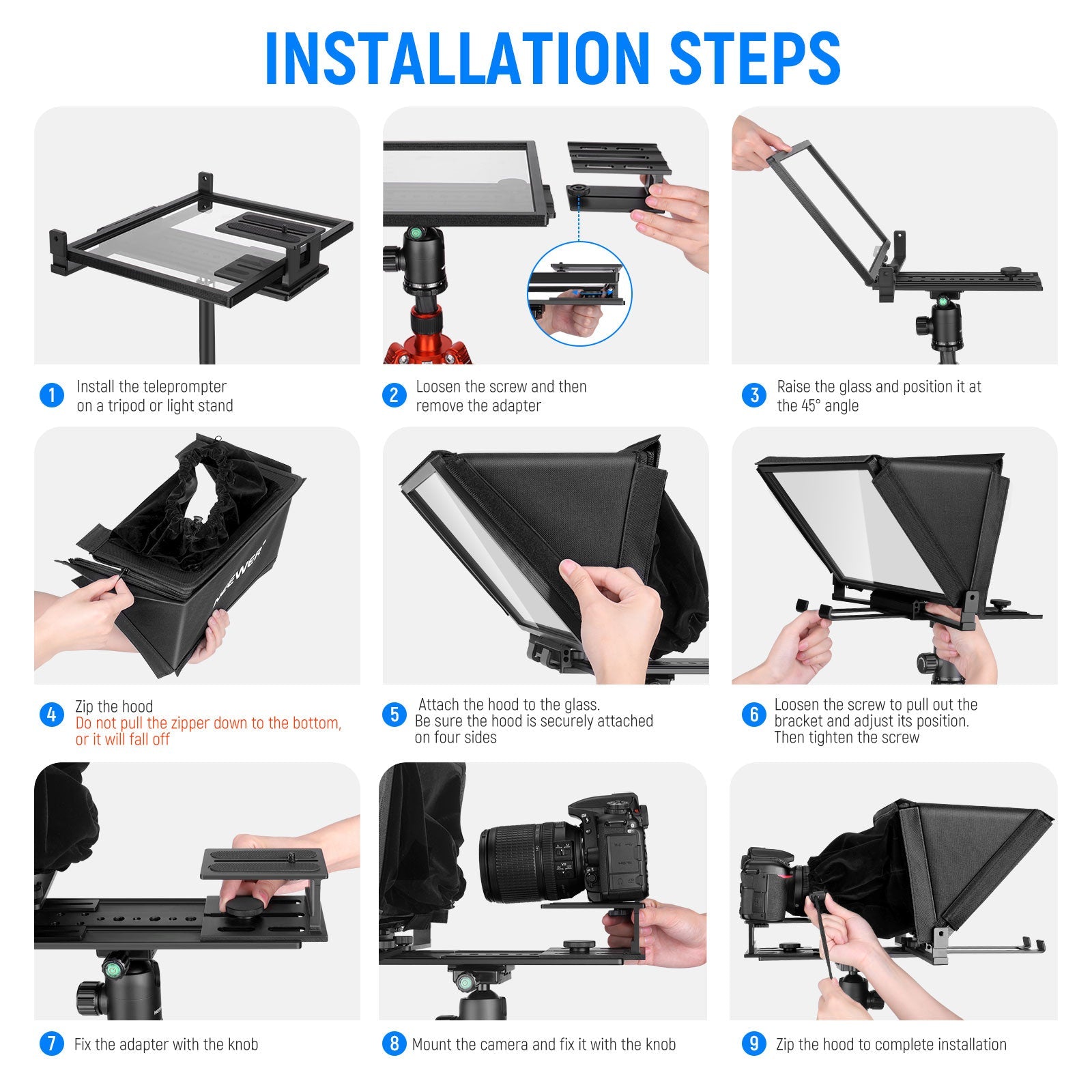 NEEWER X12 Aluminum Teleprompter with Remote & Phone Holder