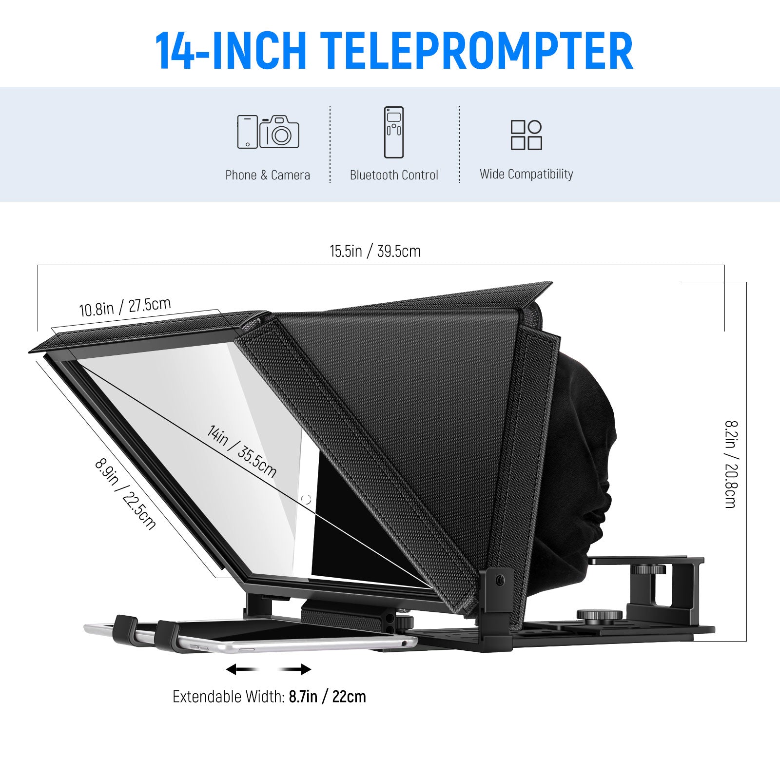 NEEWER X12 Aluminum Teleprompter with Remote & Phone Holder