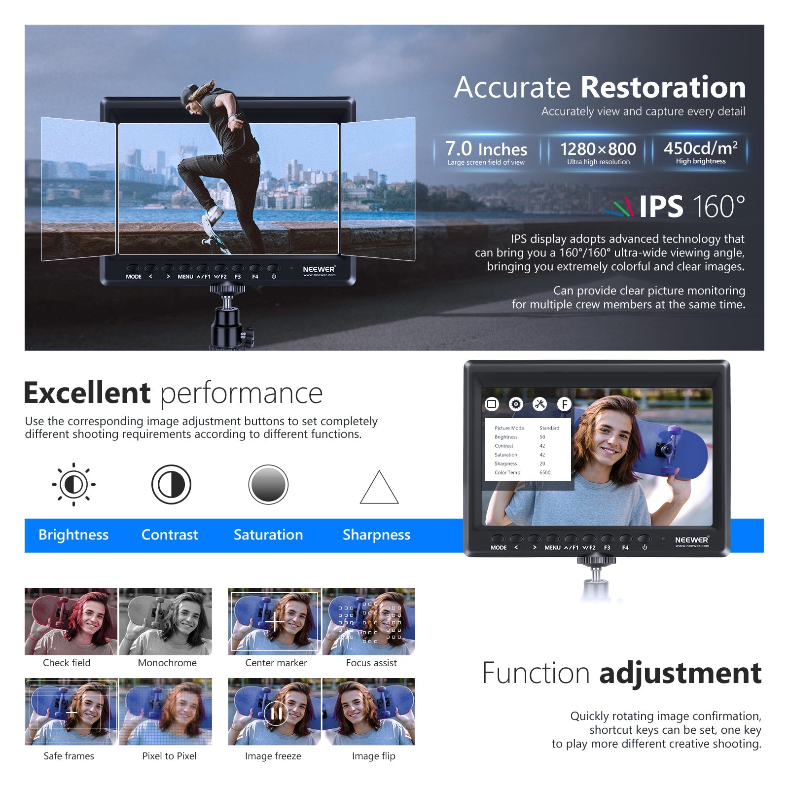 NEEWER F100 7 Inch HD Camera Field Monitor Kit - NEEWER