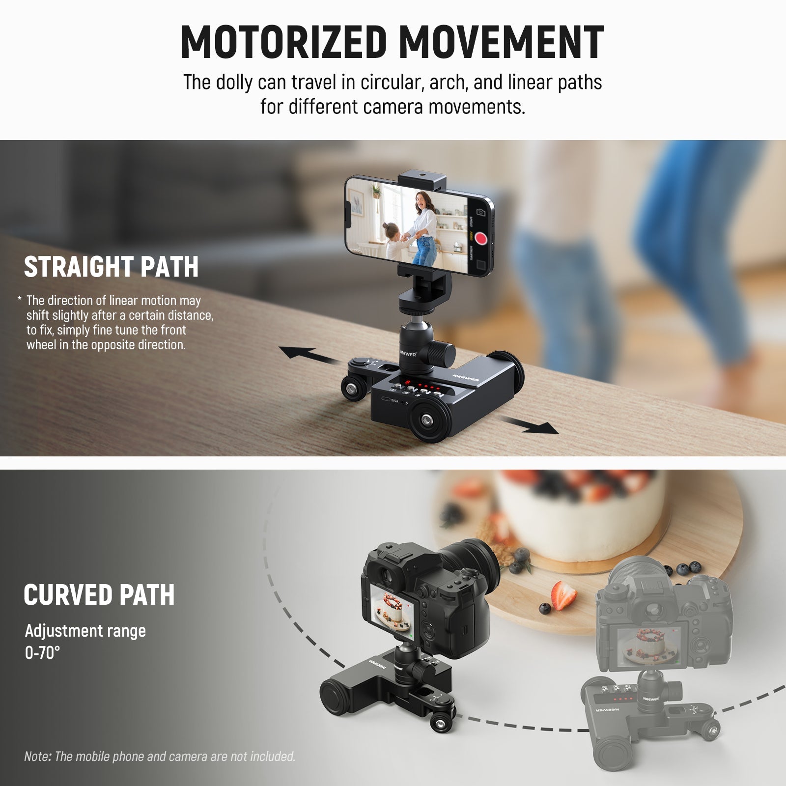NEEWER DL200 Upgraded Motorized Camera Dolly for Camera Phone