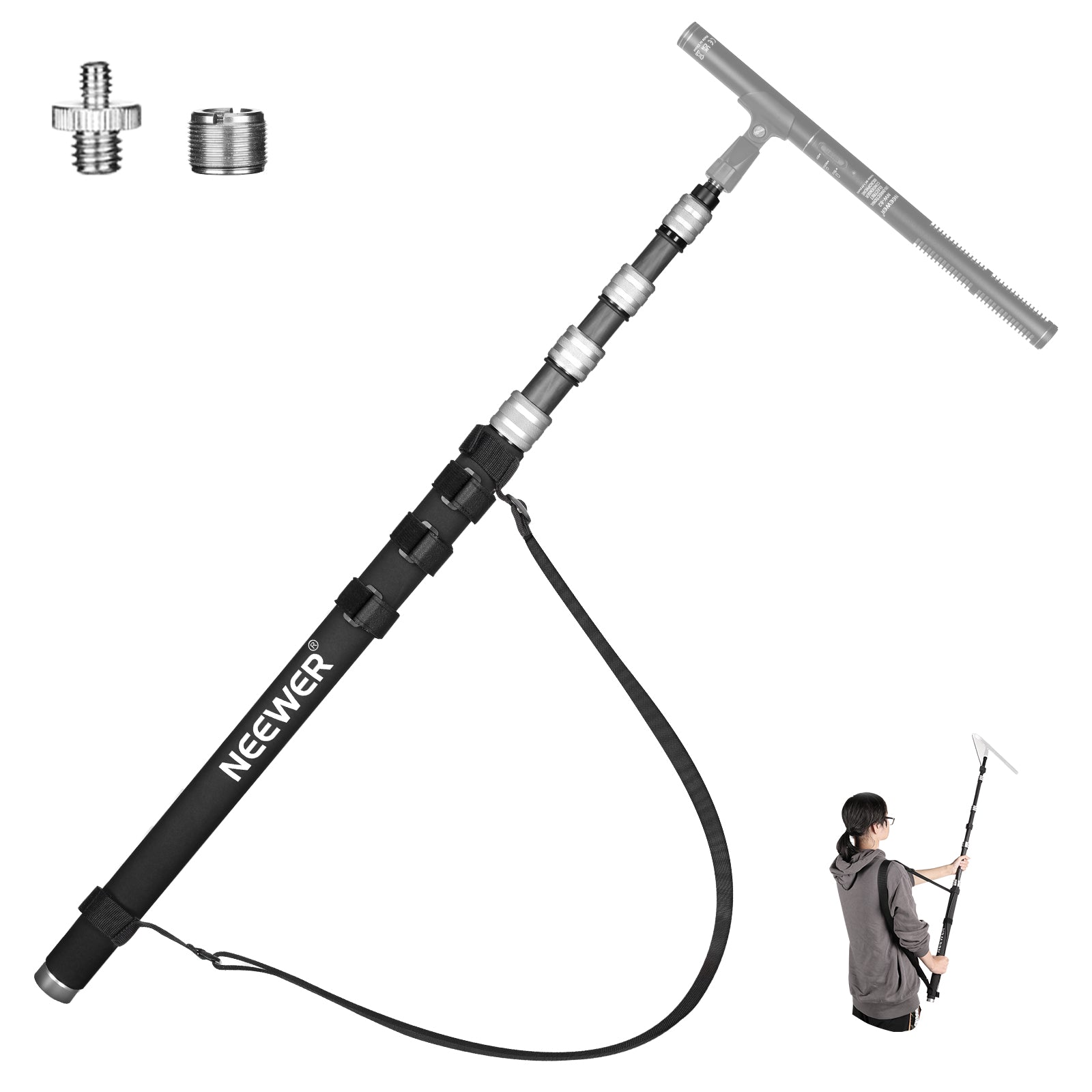 Microphone Telescopic Extension Pole, 3m/9.8ft Carbon Fiber Handheld Microphone Tree Pole, Microphone Stand Extension with 9 Section Design for Interview Live Recording Microphone Telescopic Extension Pole, 3m/9.8ft Carbon Fiber Handheld Microphone Tree Pole, Microphone Stand Extension with 9 Section Design for Interview Live Recording