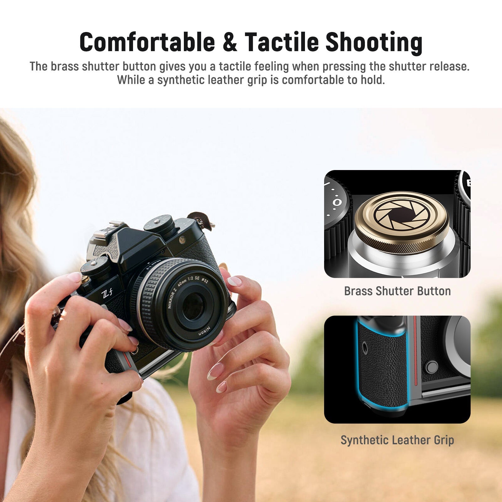 ✨ NEEWER ZF レトログリップ + 真鍮製シャッターボタン CA063 NEEWER L-Shape Handle for Nikon Z f - NEEWER – NEEWER.UK
