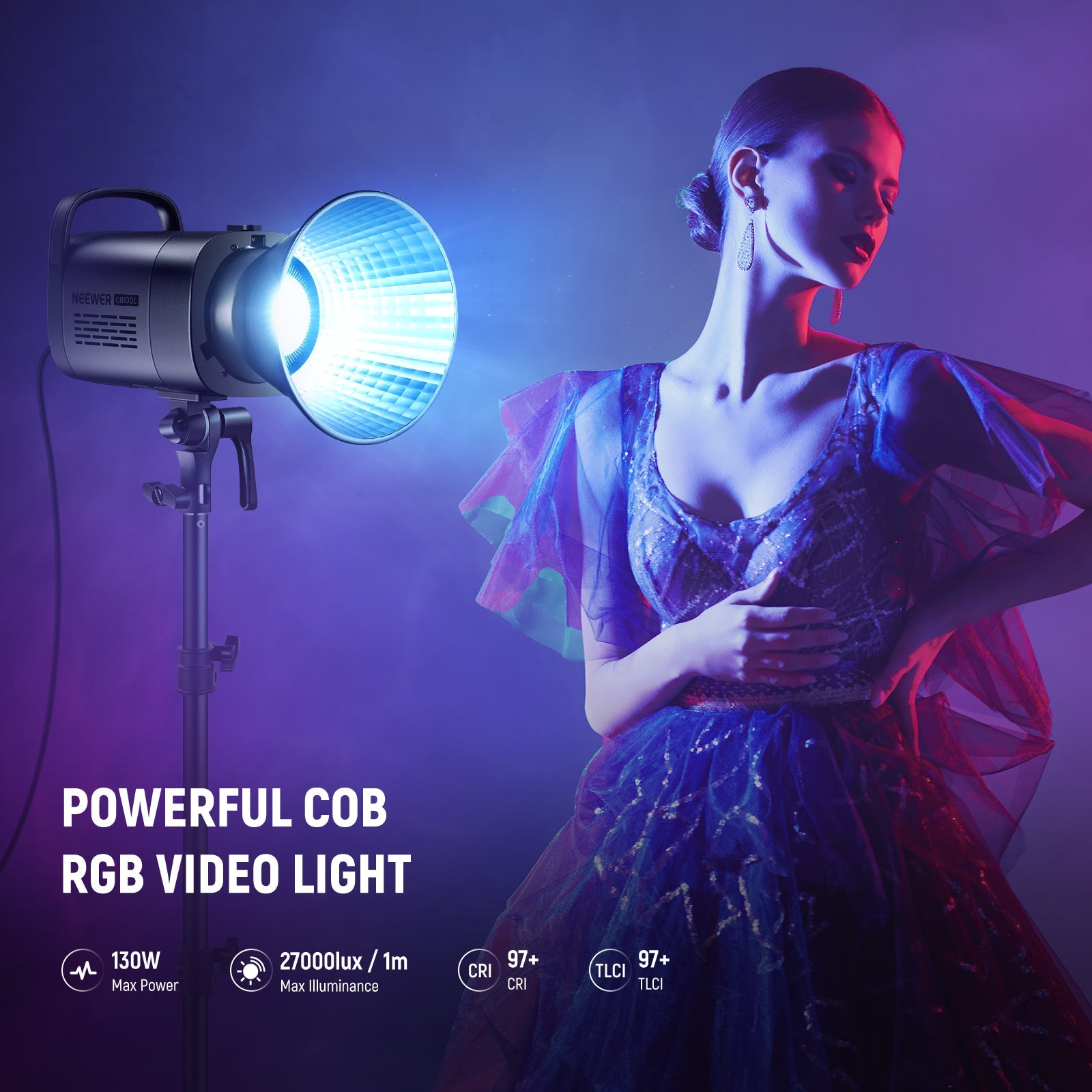 NEEWER CB100C 130WRGB LEBビデオライト2.4G&APP NEEWER CB100C 130W RGB COB LED Video Light - NEEWER – NEEWER.UK