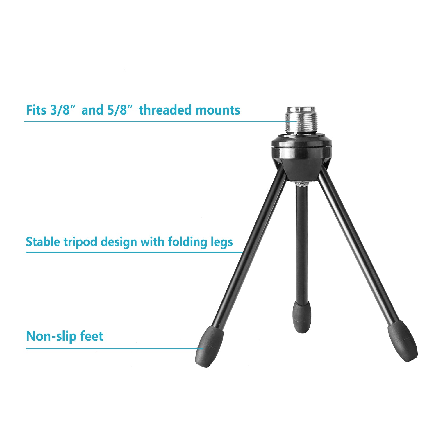 Neewer Desktop Desk Microphone Stand Foldable Tripod with Non-slip Feet