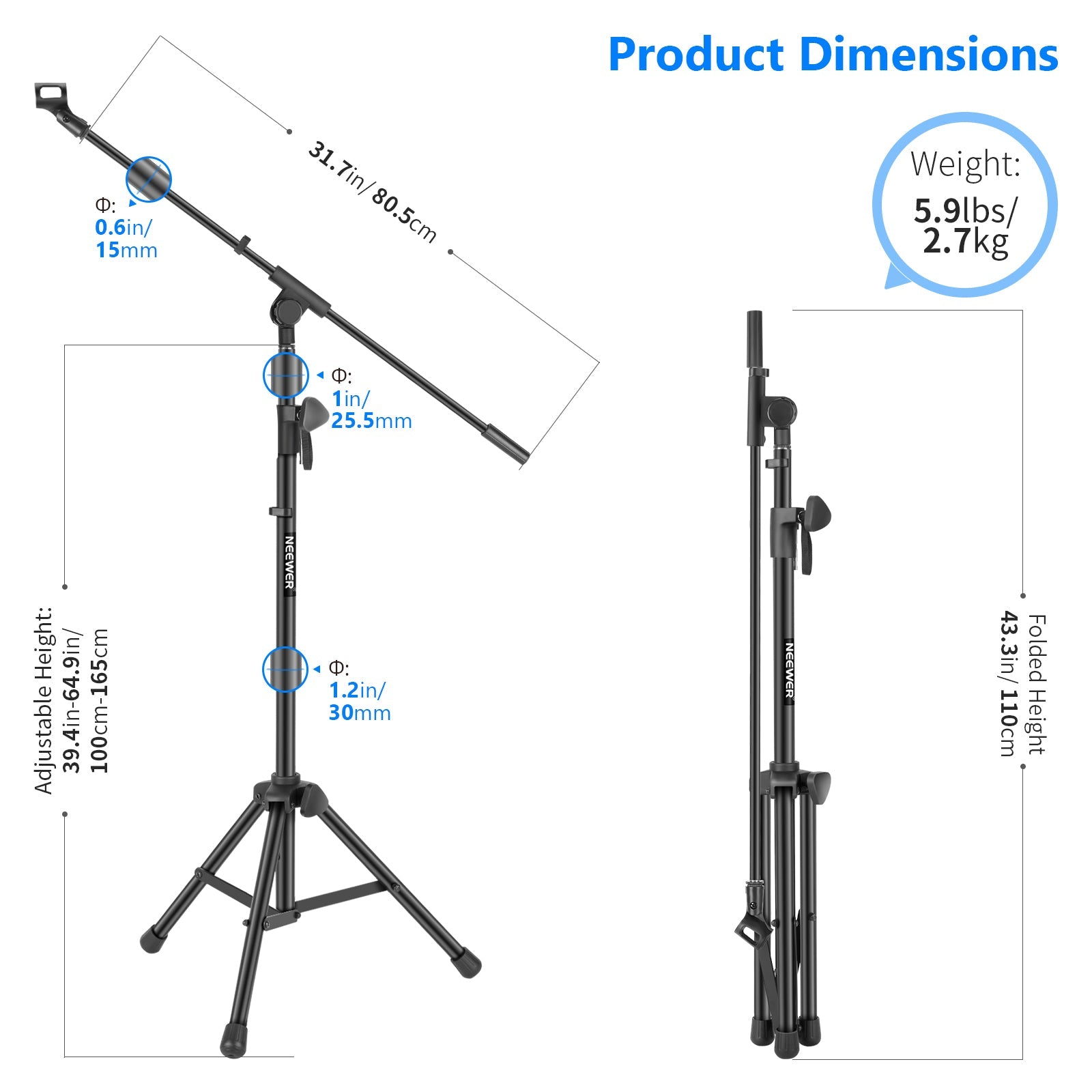 Neewer Tripod Boom Microphone Stand