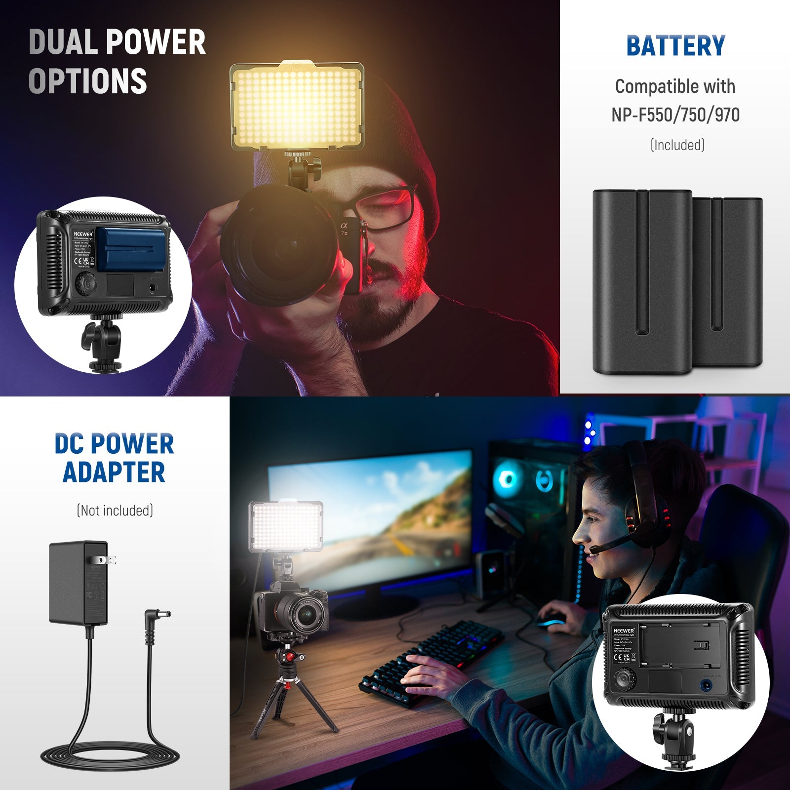 Neewer dimmable 5600k usb deals led video light