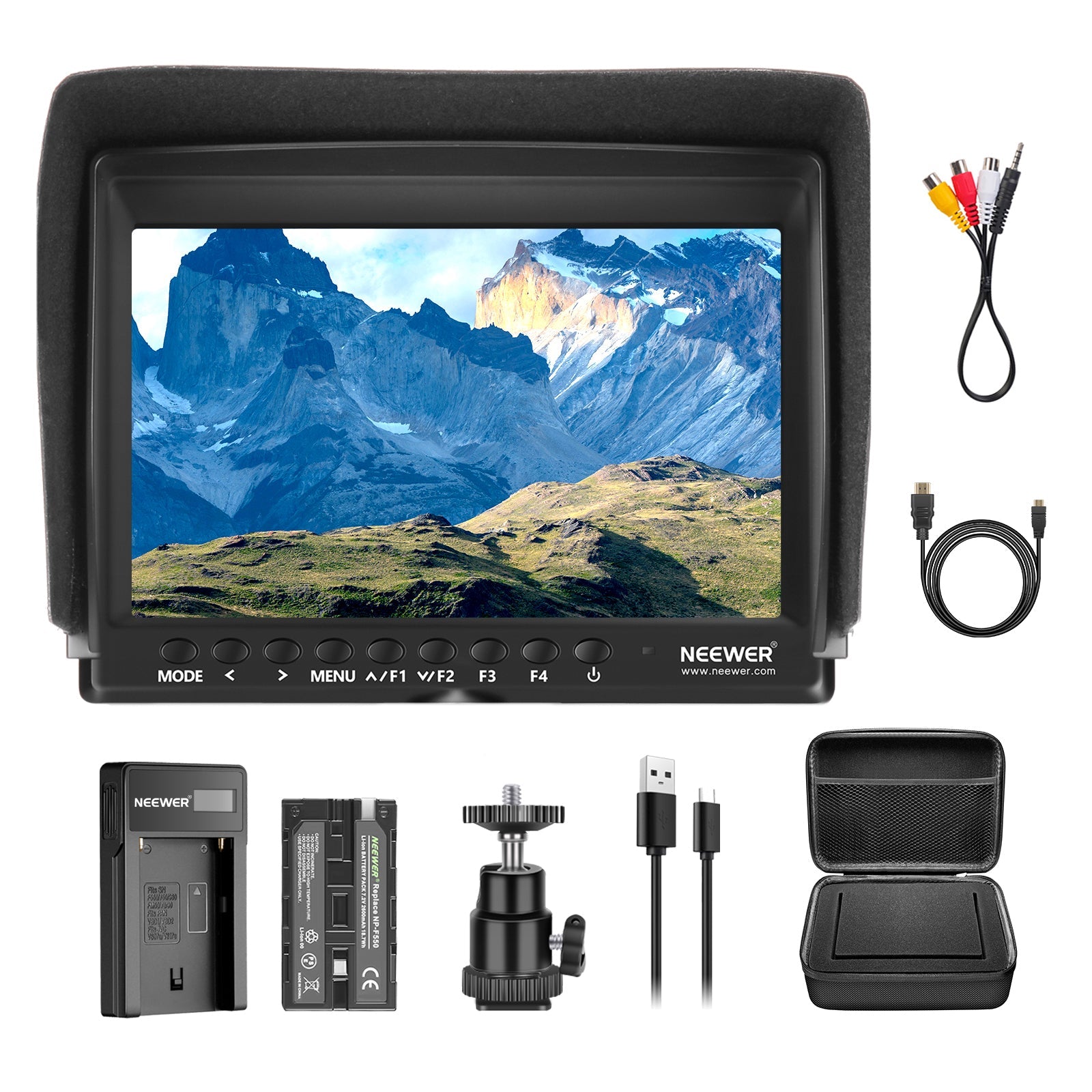 NEEWER F100 7 Inch HD Camera Field Monitor Kit With Case