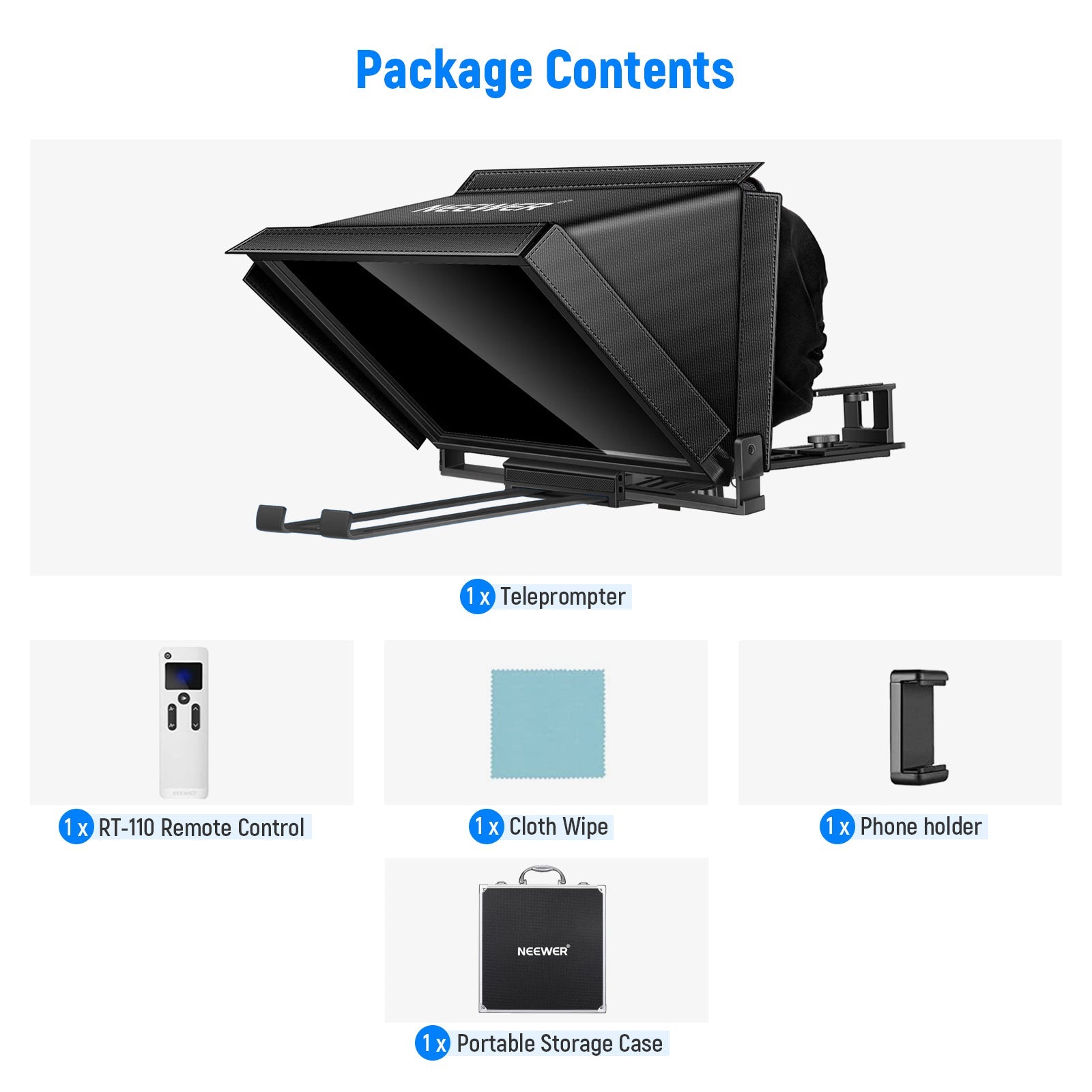 NEEWER X12 Aluminum Teleprompter with Remote & Phone Holder